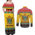 Zimbabwe Christmas Couples Matching Off Shoulder Maxi Dress and Long Sleeve Button Shirt Coat Of Arms Muve neKisimusi - Wonder Print Shop