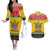 Zimbabwe Christmas Couples Matching Off The Shoulder Long Sleeve Dress and Hawaiian Shirt Coat Of Arms Muve neKisimusi - Wonder Print Shop