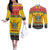 Zimbabwe Christmas Couples Matching Off The Shoulder Long Sleeve Dress and Long Sleeve Button Shirt Coat Of Arms Muve neKisimusi