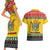 Zimbabwe Christmas Couples Matching Short Sleeve Bodycon Dress and Hawaiian Shirt Coat Of Arms Muve neKisimusi - Wonder Print Shop