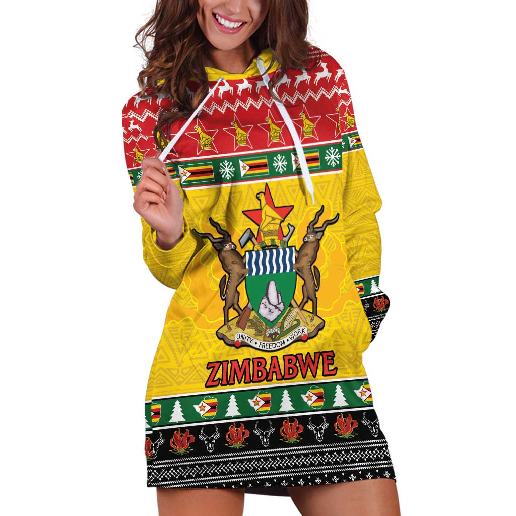 Zimbabwe Christmas Hoodie Dress Coat Of Arms Muve neKisimusi