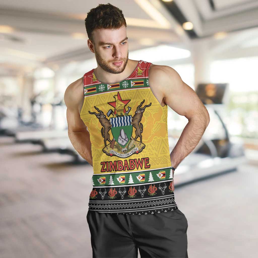 Zimbabwe Christmas Men Tank Top Coat Of Arms Muve neKisimusi - Wonder Print Shop