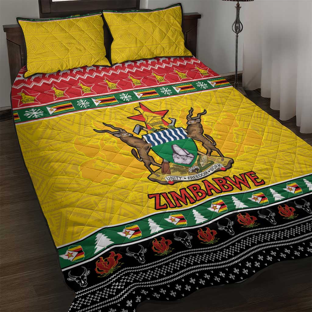 Zimbabwe Christmas Quilt Bed Set Coat Of Arms Muve neKisimusi - Wonder Print Shop