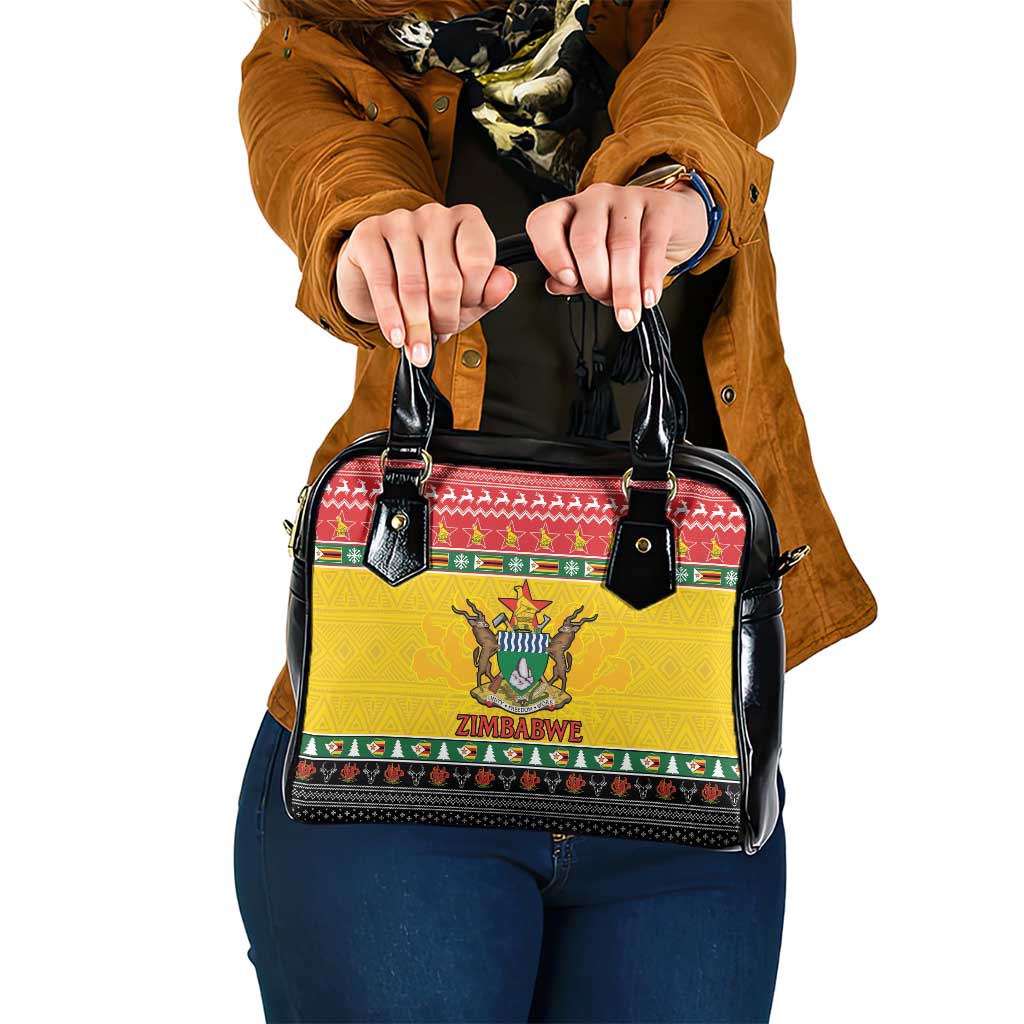 Zimbabwe Christmas Shoulder Handbag Coat Of Arms Muve neKisimusi