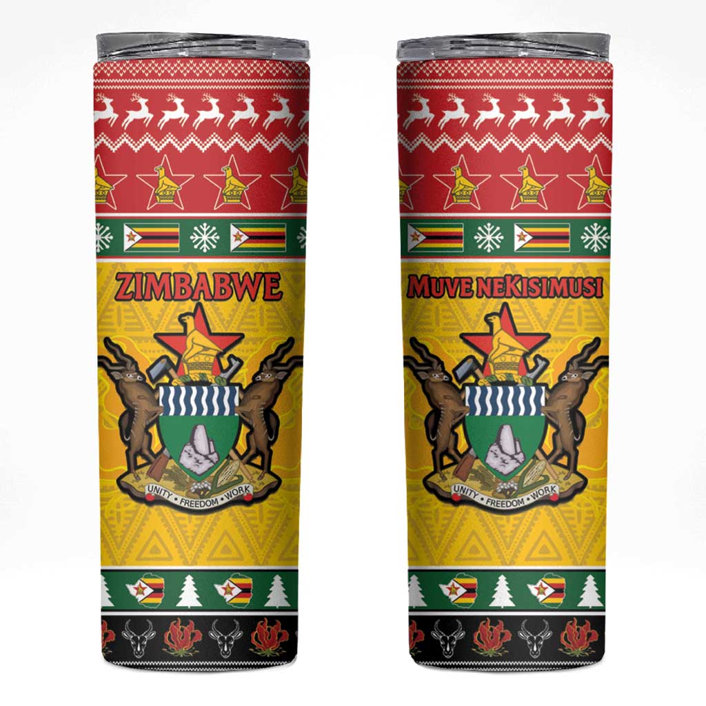 Zimbabwe Christmas Skinny Tumbler Coat Of Arms Muve neKisimusi - Wonder Print Shop