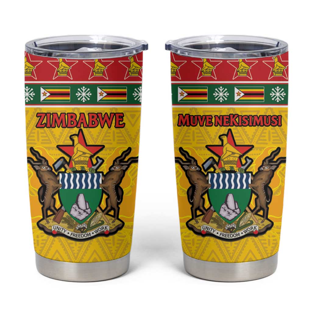 Zimbabwe Christmas Tumbler Cup Coat Of Arms Muve neKisimusi - Wonder Print Shop