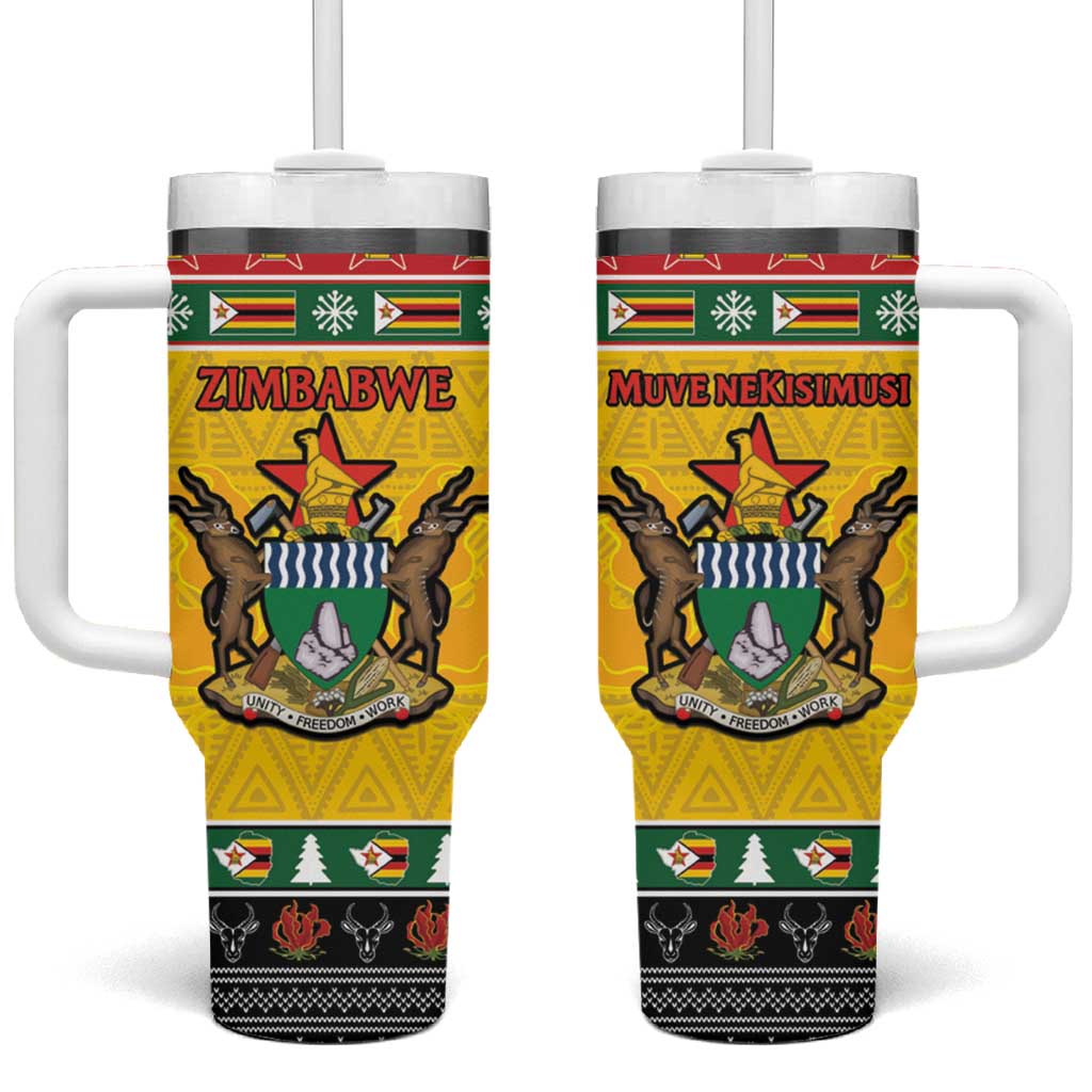 Zimbabwe Christmas Tumbler With Handle Coat Of Arms Muve neKisimusi - Wonder Print Shop