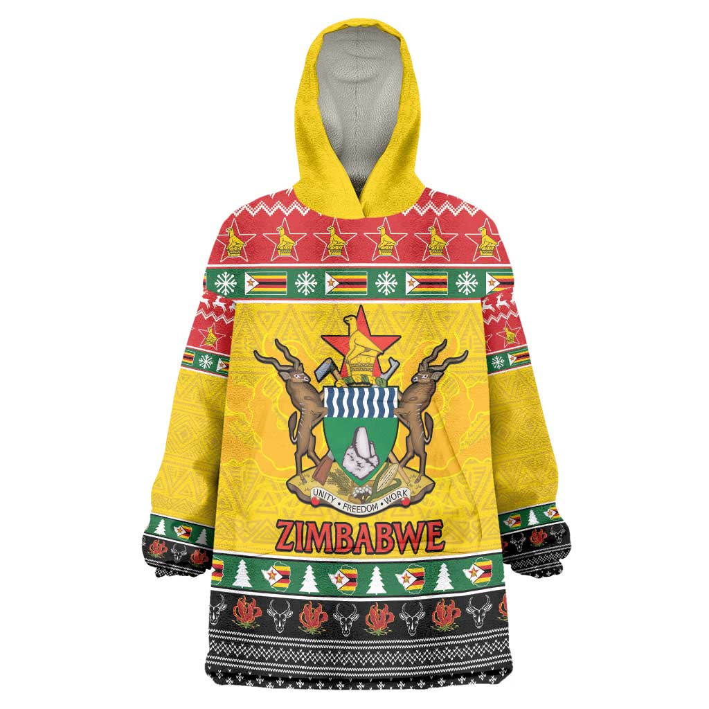 Zimbabwe Christmas Wearable Blanket Hoodie Coat Of Arms Muve neKisimusi