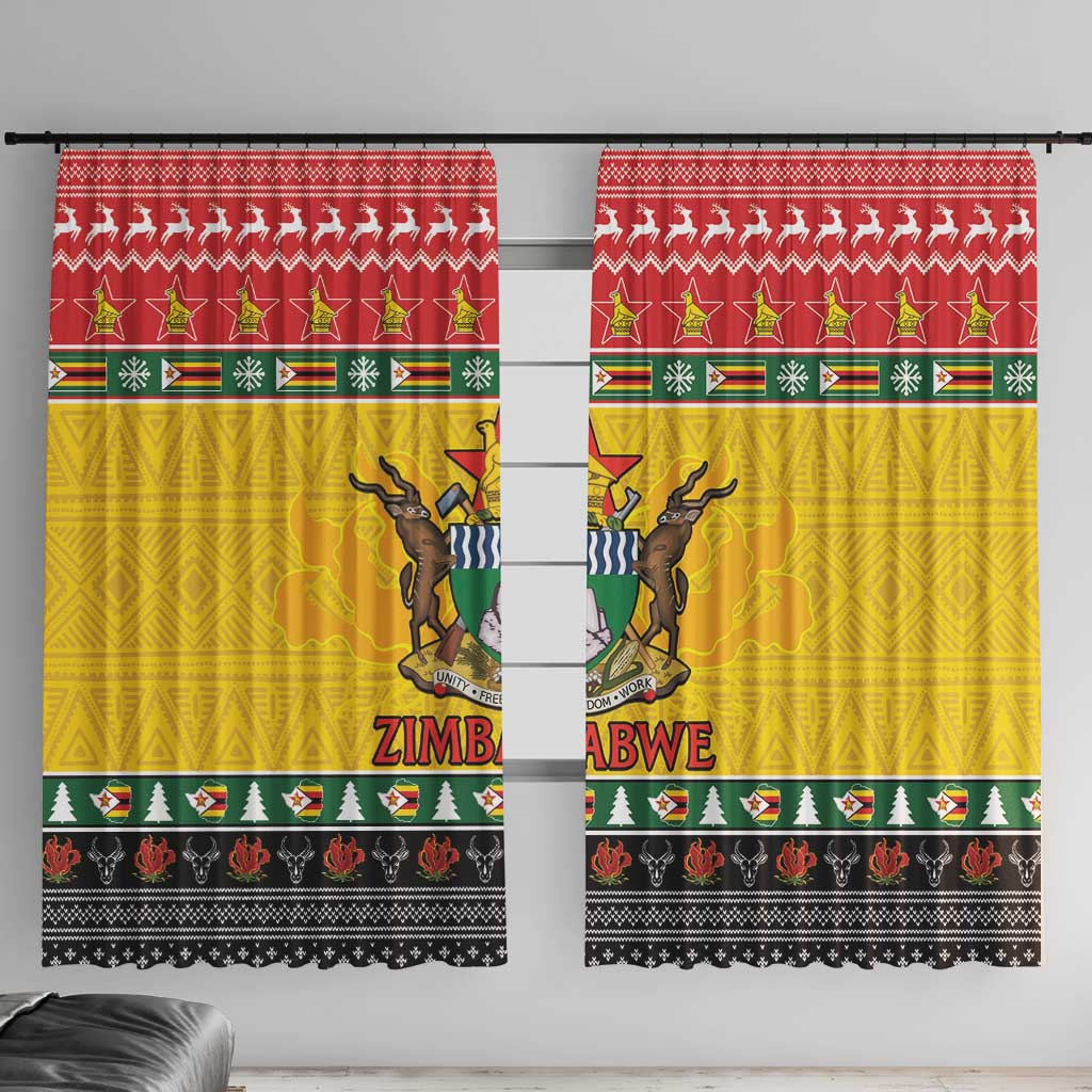 Zimbabwe Christmas Window Curtain Coat Of Arms Muve neKisimusi - Wonder Print Shop