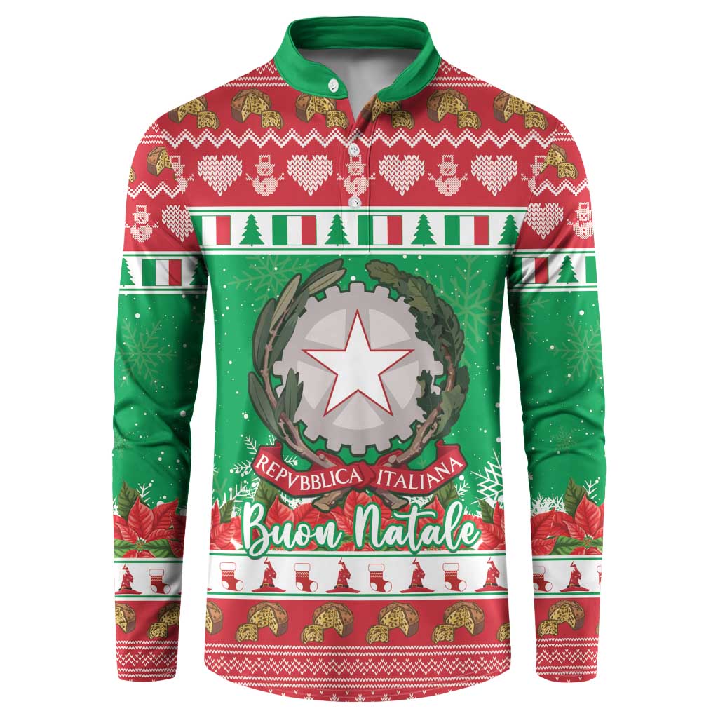 Green Christmas sweatshirt with red fair Isle pattern and Italia crest graphic