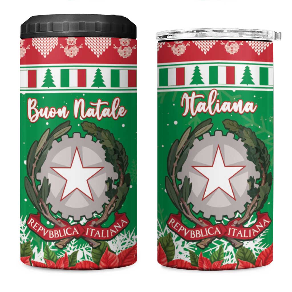 Italy Christmas 4 in 1 Can Cooler Tumbler Coat Of Arms Buon Natale - Wonder Print Shop