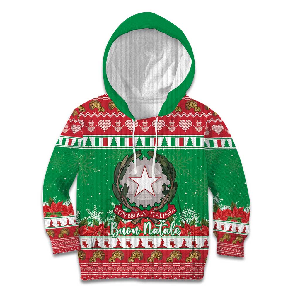 Italy Christmas Kid Hoodie Coat Of Arms Buon Natale - Wonder Print Shop