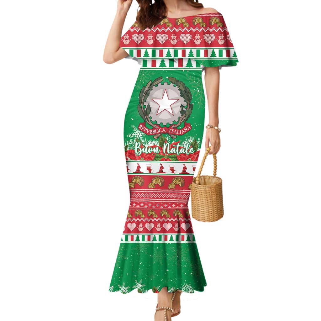 Italy Christmas Mermaid Dress Coat Of Arms Buon Natale - Wonder Print Shop