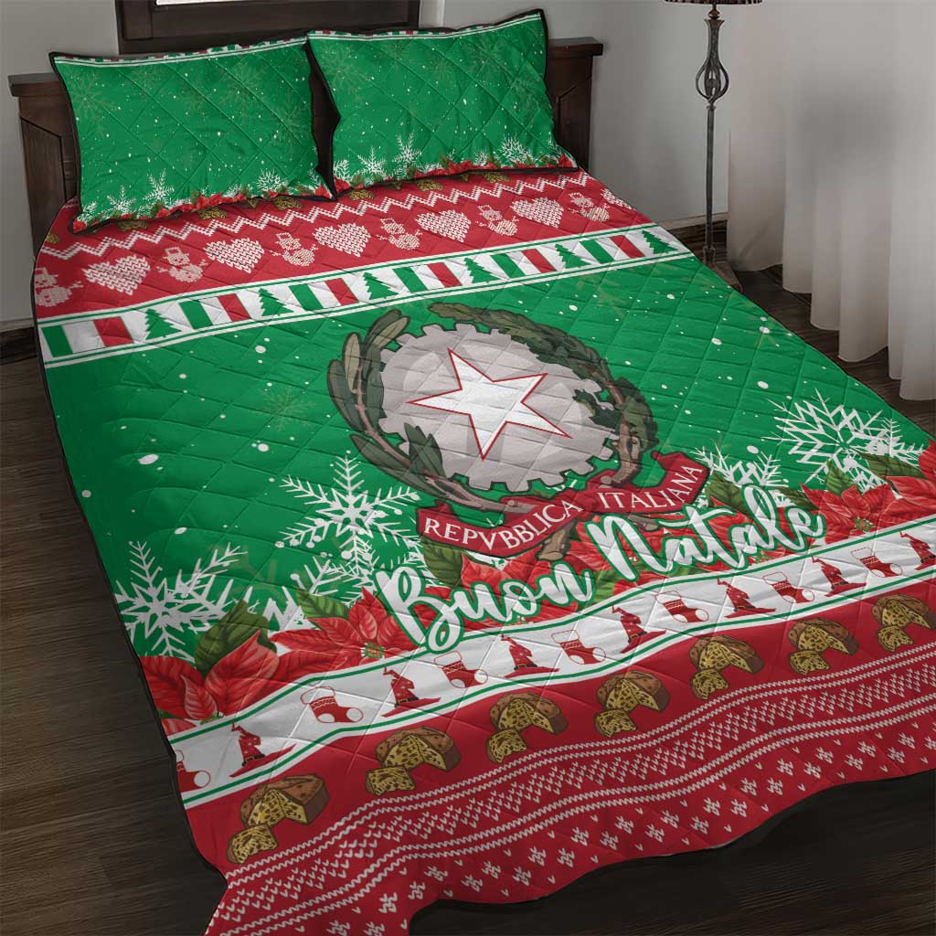 Italy Christmas Quilt Bed Set Coat Of Arms Buon Natale - Wonder Print Shop