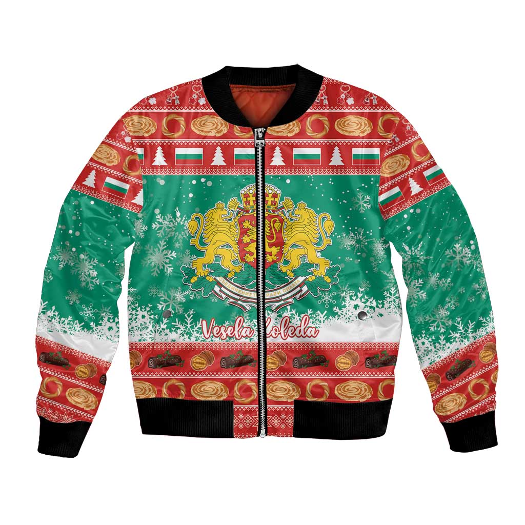 Bulgaria Christmas Bomber Jacket Coat Of Arms Vesela Koleda - Wonder Print Shop