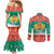 Bulgaria Christmas Couples Matching Mermaid Dress and Long Sleeve Button Shirt Coat Of Arms Vesela Koleda