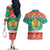 Bulgaria Christmas Couples Matching Off The Shoulder Long Sleeve Dress and Hawaiian Shirt Coat Of Arms Vesela Koleda - Wonder Print Shop