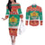 Bulgaria Christmas Couples Matching Off The Shoulder Long Sleeve Dress and Long Sleeve Button Shirt Coat Of Arms Vesela Koleda