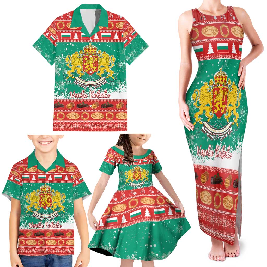 Bulgaria Christmas Family Matching Tank Maxi Dress and Hawaiian Shirt Coat Of Arms Vesela Koleda - Wonder Print Shop