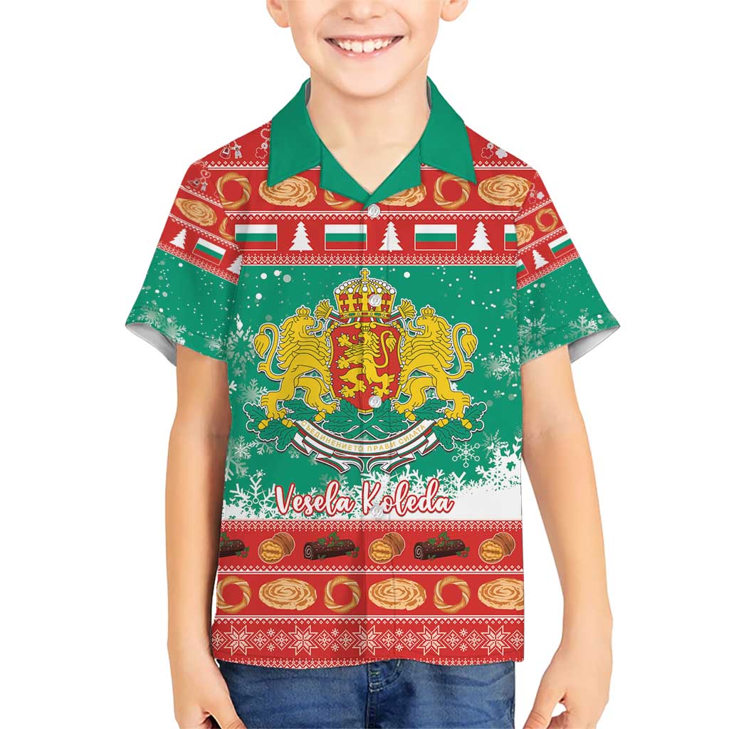 Bulgaria Christmas Kid Hawaiian Shirt Coat Of Arms Vesela Koleda - Wonder Print Shop