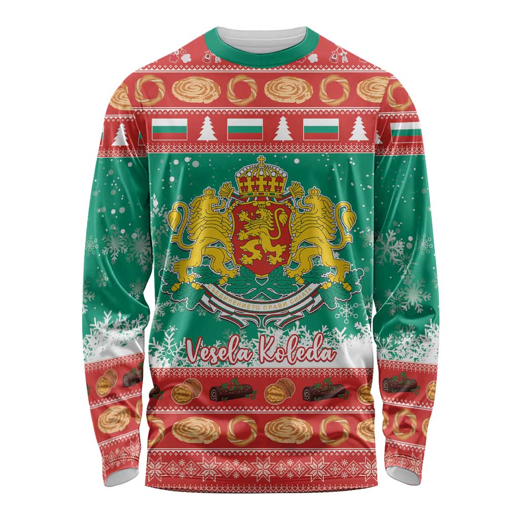 Bulgaria Christmas Long Sleeve Shirt Coat Of Arms Vesela Koleda - Wonder Print Shop