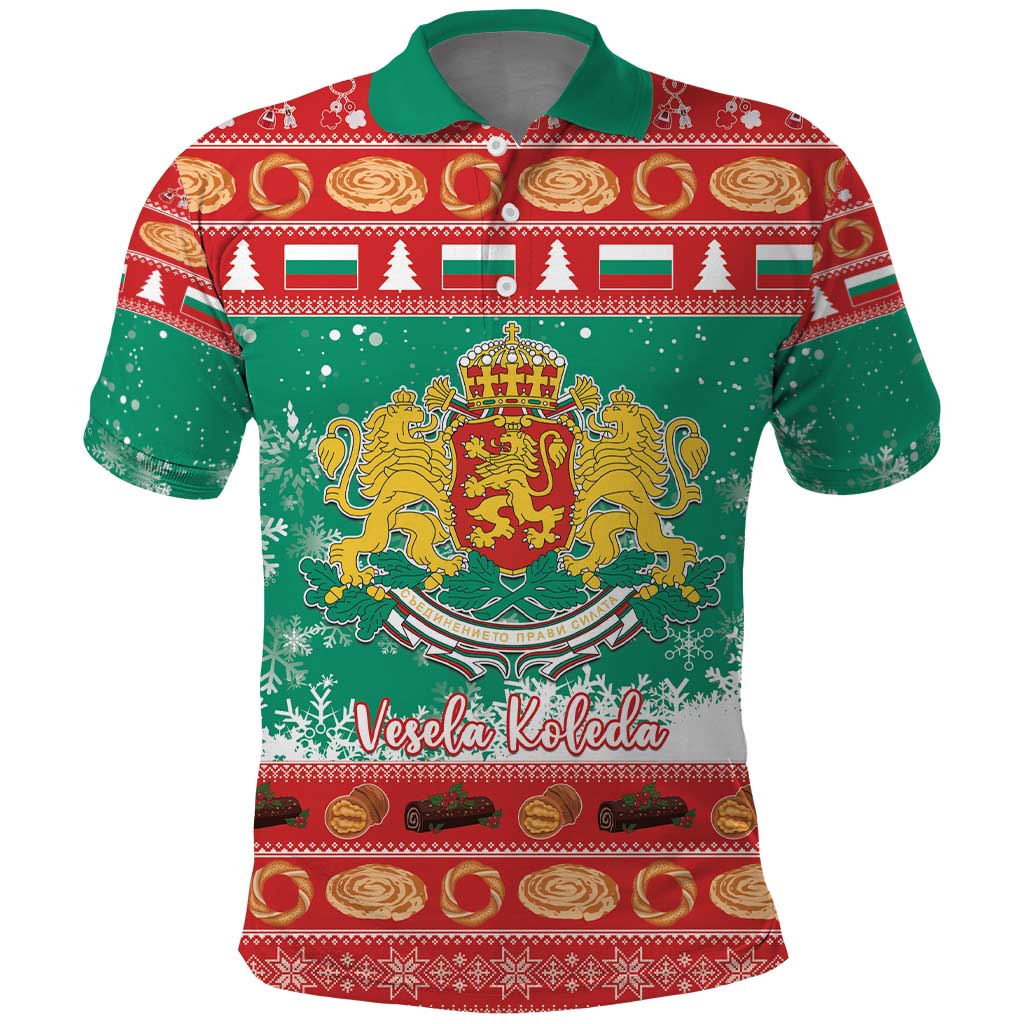 Bulgaria Christmas Polo Shirt Coat Of Arms Vesela Koleda