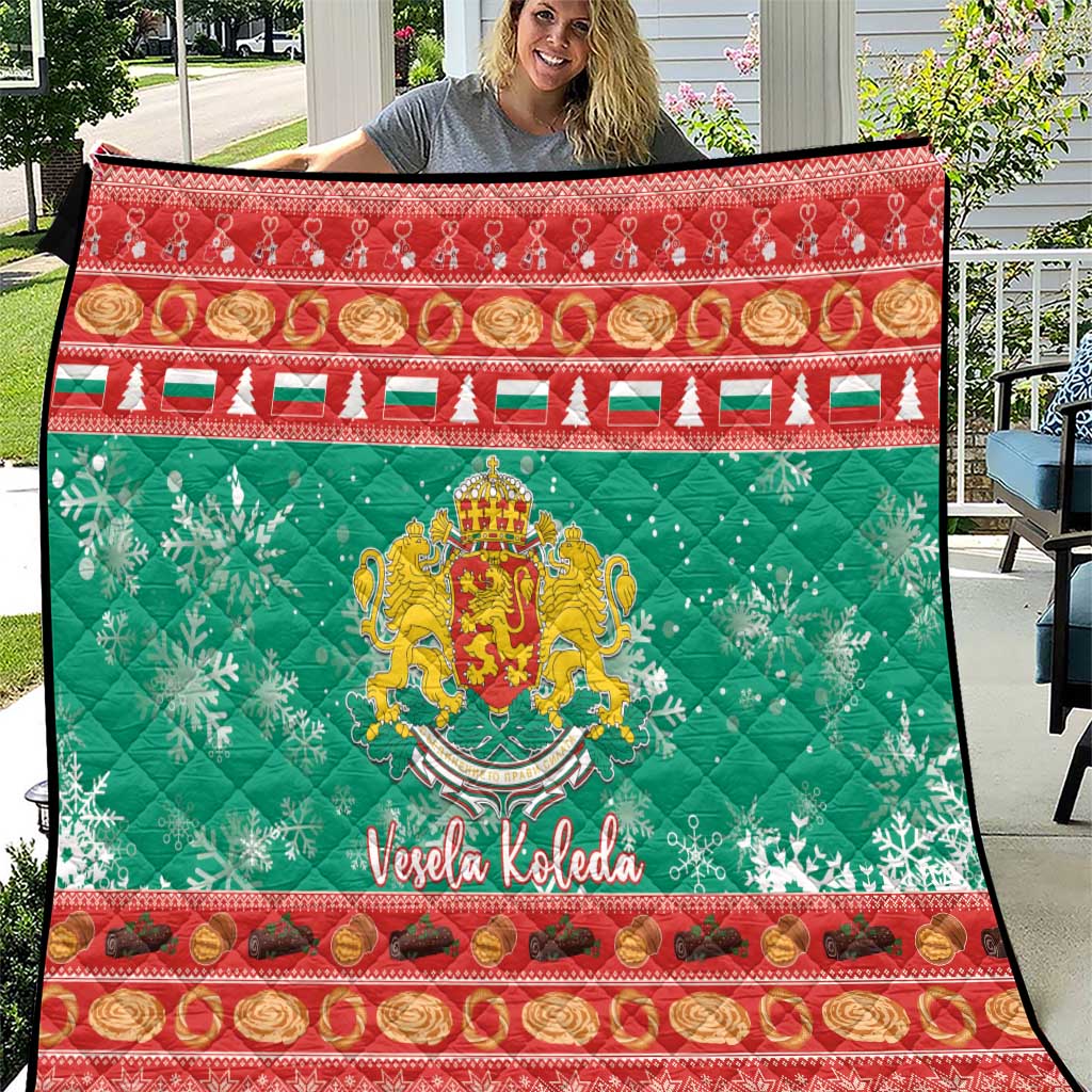 Bulgaria Christmas Quilt Coat Of Arms Vesela Koleda - Wonder Print Shop