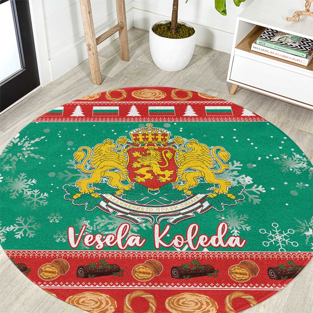 Bulgaria Christmas Round Carpet Coat Of Arms Vesela Koleda