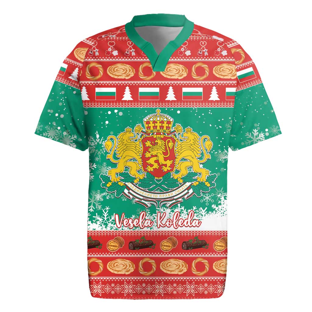 Bulgaria Christmas Rugby Jersey Coat Of Arms Vesela Koleda - Wonder Print Shop