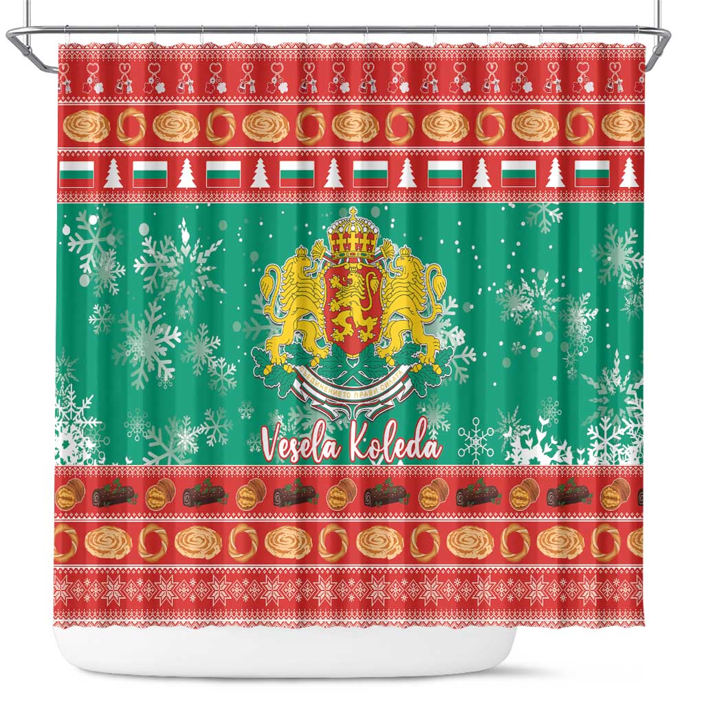 Bulgaria Christmas Shower Curtain Coat Of Arms Vesela Koleda