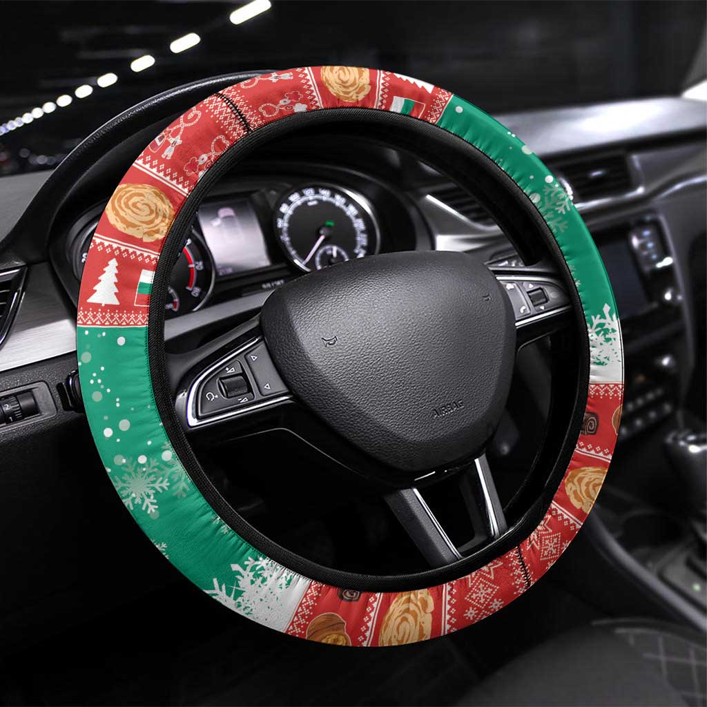 Bulgaria Christmas Steering Wheel Cover Coat Of Arms Vesela Koleda - Wonder Print Shop