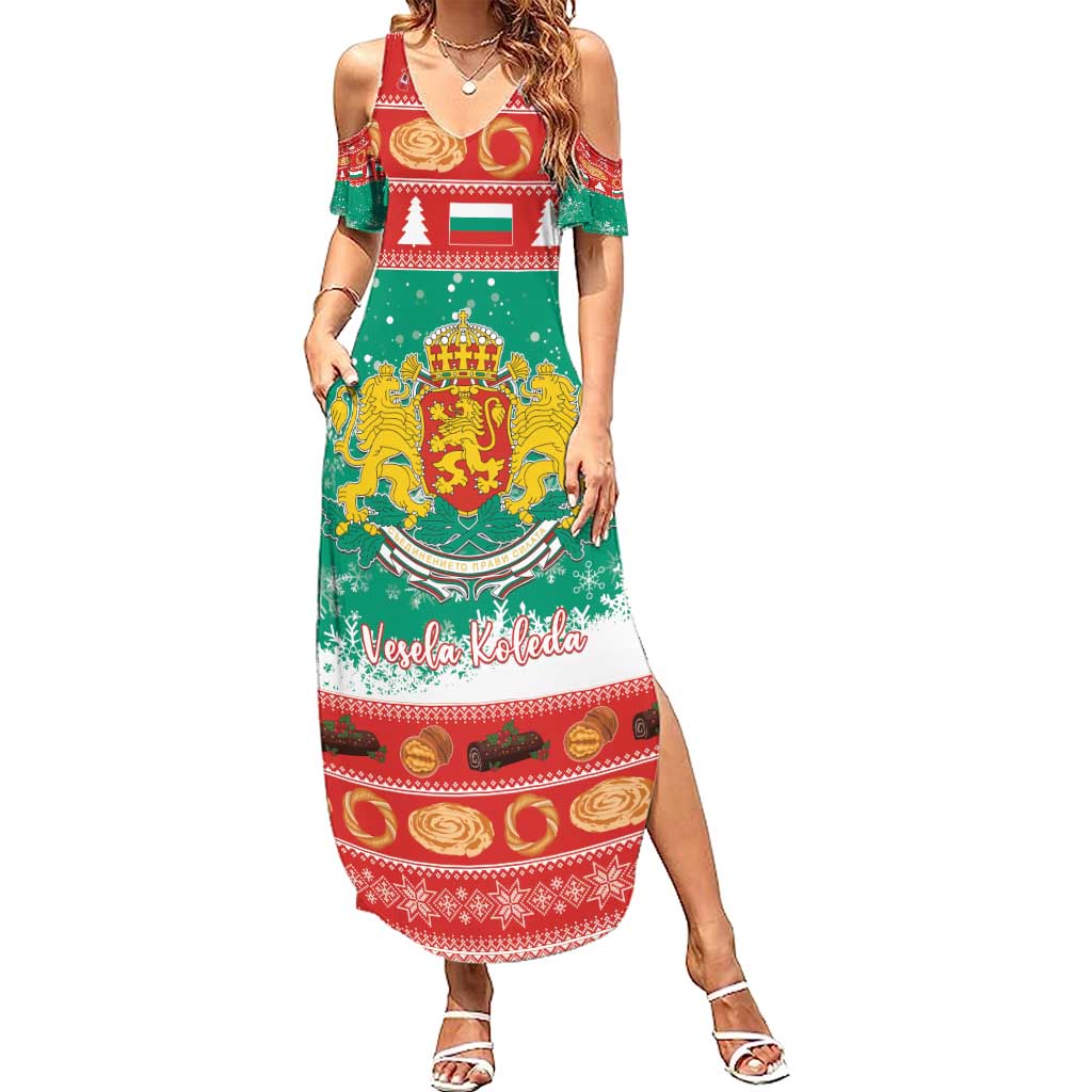 Bulgaria Christmas Summer Maxi Dress Coat Of Arms Vesela Koleda - Wonder Print Shop