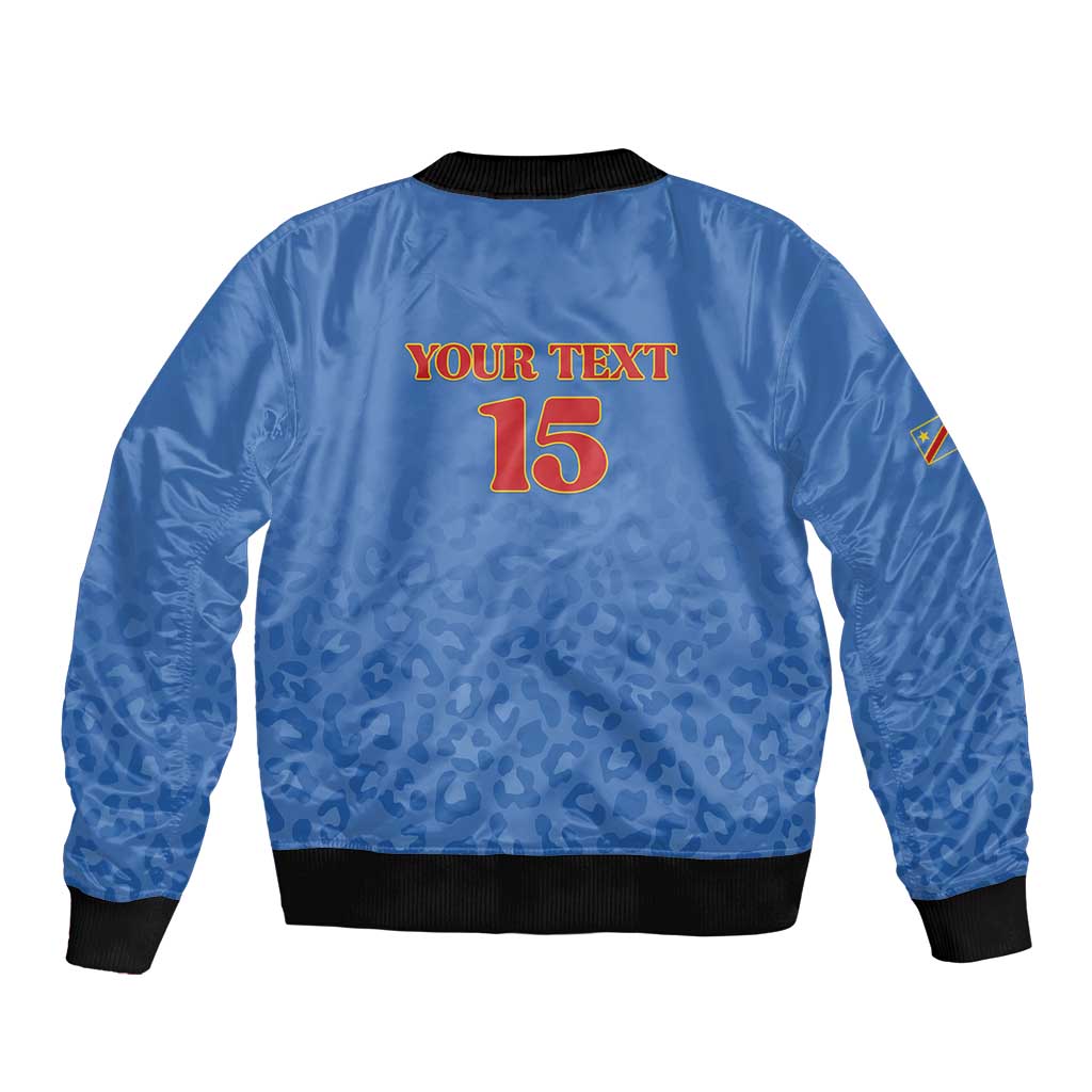 Custom DR Congo Football Bomber Jacket Go Champions Leopards - Blue - Wonder Print Shop