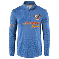 Custom DR Congo Football Button Sweatshirt Go Champions Leopards - Blue - Wonder Print Shop