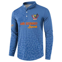 Custom DR Congo Football Button Sweatshirt Go Champions Leopards - Blue - Wonder Print Shop