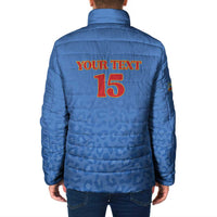 Custom DR Congo Football Padded Jacket Go Champions Leopards - Blue - Wonder Print Shop