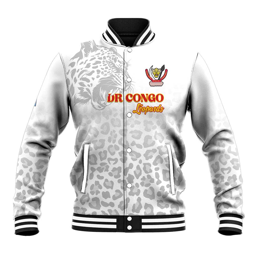 Custom DR Congo Football Baseball Jacket Go Champions Leopards - White - Wonder Print Shop