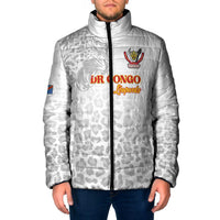 Custom DR Congo Football Padded Jacket Go Champions Leopards - White - Wonder Print Shop