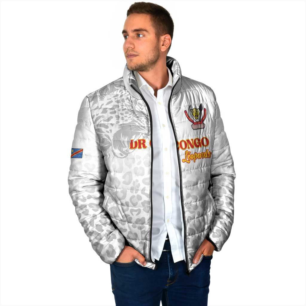 Custom DR Congo Football Padded Jacket Go Champions Leopards - White - Wonder Print Shop