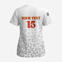Custom DR Congo Football Scrub Top Go Champions Leopards - White - Wonder Print Shop
