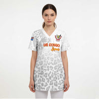 Custom DR Congo Football Scrub Top Go Champions Leopards - White - Wonder Print Shop