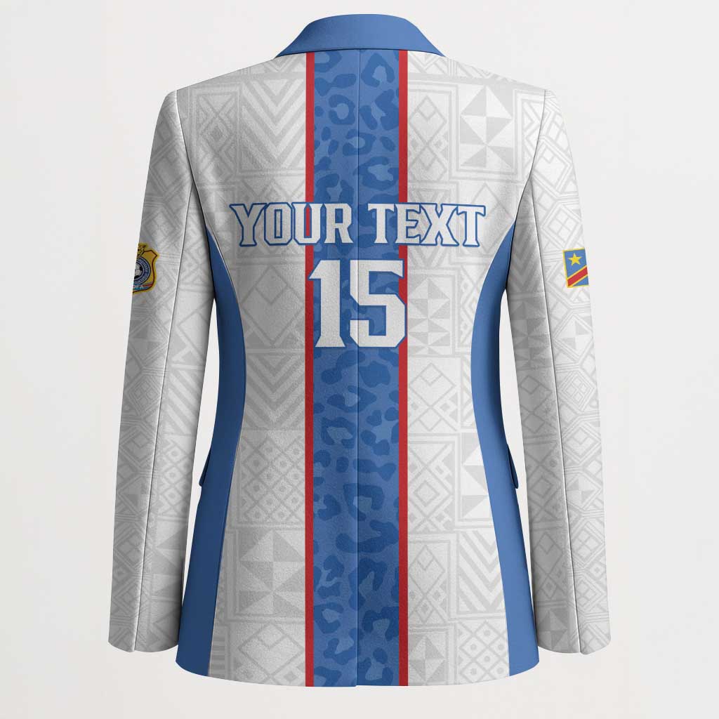 Custom DR Congo Football Blazer Leopards Mix Kuba Raffia Pattern - Wonder Print Shop