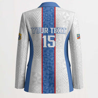 Custom DR Congo Football Blazer Leopards Mix Kuba Raffia Pattern - Wonder Print Shop
