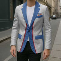 Custom DR Congo Football Blazer Leopards Mix Kuba Raffia Pattern - Wonder Print Shop