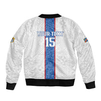 Custom DR Congo Football Bomber Jacket Leopards Mix Kuba Raffia Pattern - Wonder Print Shop