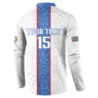 Custom DR Congo Football Button Sweatshirt Leopards Mix Kuba Raffia Pattern - Wonder Print Shop