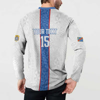 Custom DR Congo Football Button Sweatshirt Leopards Mix Kuba Raffia Pattern - Wonder Print Shop