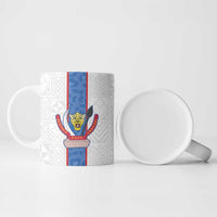 Custom DR Congo Football Ceramic Mug Leopards Mix Kuba Raffia Pattern - Wonder Print Shop