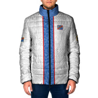 Custom DR Congo Football Padded Jacket Leopards Mix Kuba Raffia Pattern - Wonder Print Shop