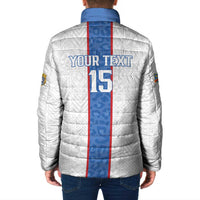 Custom DR Congo Football Padded Jacket Leopards Mix Kuba Raffia Pattern - Wonder Print Shop